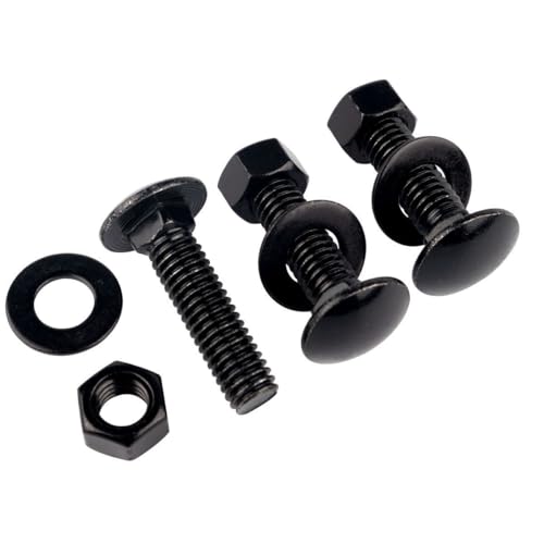Image of 4 Sets 1 /2-13 x 1-1 /4 inch Carriage Bolts Screws Round Head Square Neck and Hex Nuts, Flat Washers 304 Stainless Steel 18-8 Full Thread, Black