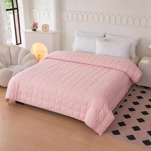 Perfectly Padded Weighted Blanket (15lbs, Pink) - Breathing Softness for Kids & Adults