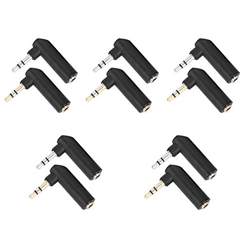 Adaptateur jack 3.5mm coudé à 90 degrés mâle femelle en lot de 10