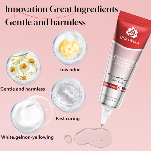 Image of UNA GELLA UV Gel Nail Glue 20ml for Nails Tips, Super Strong Solid Glue Gel U V /LED Lamp Curing Required for Fake Acrylic Nail Tips, Press On Nails Art Extension