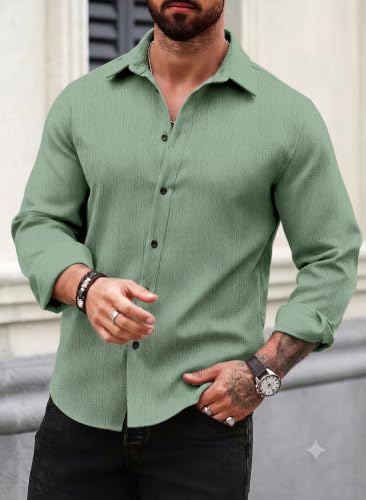 Image of Men Popcorn Shirt Trendy Stylish Casual Look Formal Office Office Party Daily Use Comfortable Fashion Shirt Outfit