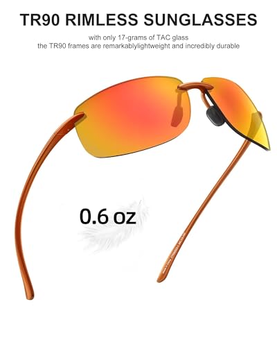 Image of JIM HALO Sport Sunglasses Men Womens TR90 Rimless for Driving Running Golf | Polarized /Non polarized,Lightweight,17g /0.6oz,Rectangle,Wrap Around,Cycling,Fishing,Outdoor Activities