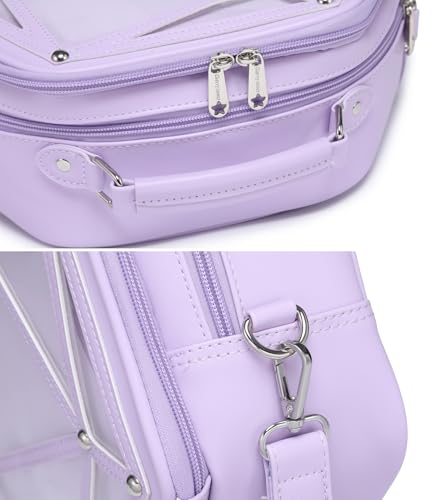 Image of Hexagonal PU Ita Backpack, Clear Pin Window Crossbody Purse for Anime Fans | Convertible Straps, Ample Room For Comic Meets & Daily Trips