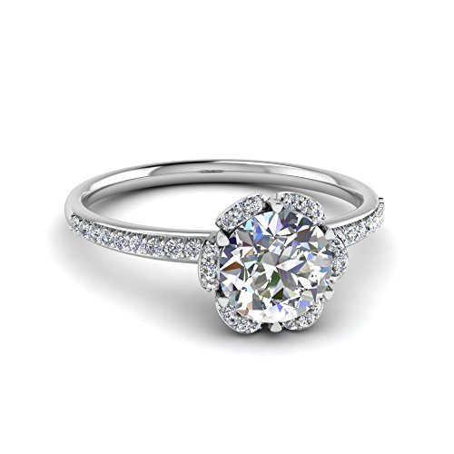 Image of 55Carat Choose Your Gemstone 6 Petal Ring Sterling Silver Round Shape Halo Engagement Rings Well Shaped for Any Gift Giving Occassion Modern Style Enchating Women US Size 4 to 12