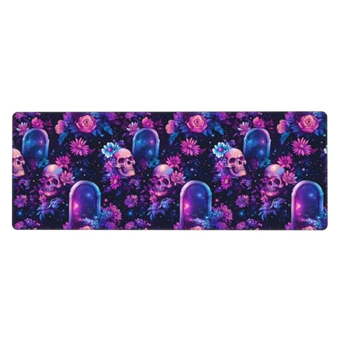 Grand tapis de souris de jeu PC et clavier de bureau imprimé floral