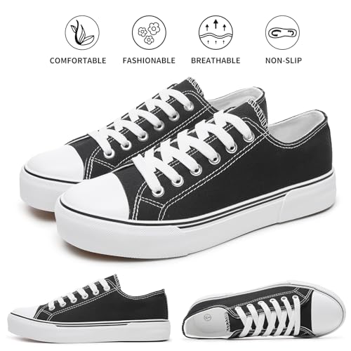 Image of hash bubbie White Sneakers for Women Low Top Canvas Shoes Womens Canvas Sneakers Women's Fashion Sneakers Slip on Casual Tennis Shoes