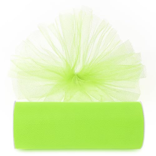 Image of Lime Green Tulle Fabric Ribbon 6 Inch by 25 Yards Rolls Fabric Spool Tulle for Gift Wrapping Wedding Decorations Craft Supplies DIY Tutu Skirt Baby Shower Birthday Party