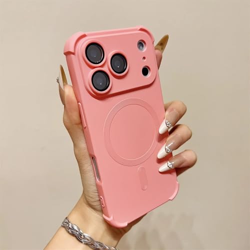 Coque iPhone 15 Pro silicone antichoc rose de qualité supérieure avec aimant intégré