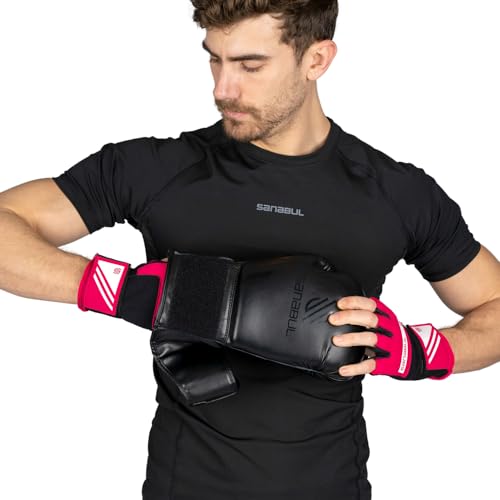Sanabul Gel Boxing Hand Wraps for Men & Women Muay Thai MMA Kickboxing Quick Wraps Boxing Inner Gloves Wrist Knuckle Protection, Pink/White, L/XL - Thumbnail 3
