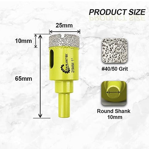 Diamond Core Drill Bits 2pcs - 25mm Diamond Hole Saw with Round Shank for Ceramic Porcelain Tile Marble Granite Quartz SANLEETEK - Image 2