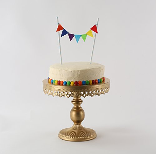 Fun & Decorative Cake Topper with Colorful Flag Bunting for Parties Birthdays Baby & Bridal Showers (Rainbow)