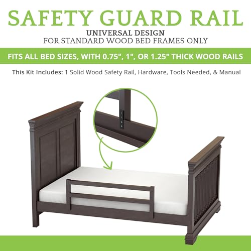 Image of CC KITS Safety Guard Rail for Baby, Kids, and Children - Solid Wood Safety Bed Rail for Toddlers - Easy Installation - Premium Protection for Bunk, Twin, Full, Queen and King Size Beds - (Espresso)