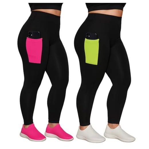 Kit 2 Calças Legging Plus Size com Bolso Lateral, para Academia, Alta Compressão, Cores Sortidas, Nao Fica Transparente (BR, Numérico, 50, Plus Size, Regular, 50, Sortidas)