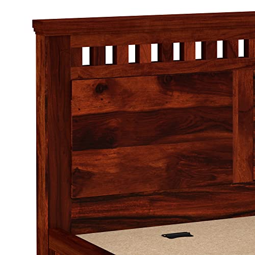 Image of Solid Sheesham Wood Kuber King Size Bed with Box Storage | Palang Cots Wooden Double Beds for Bedroom, Living Room, Hotel and Home (Honey Finish)