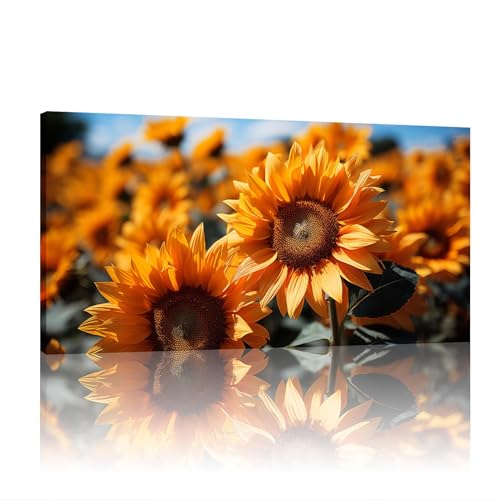 Peinture murale tournesol pour égayer un salon sombre tableau rustique en toile