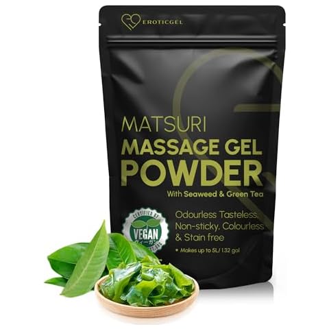 Japanese Nuru Massage Gel Powder 50g - Matsuri Edition | Resealable Sachet | Seaweed & Green Tea | Made in Japan | Slippery, Odorless, Tasteless, and Stain-Free | Makes Up to 1.32 Gallons of Gel Cover