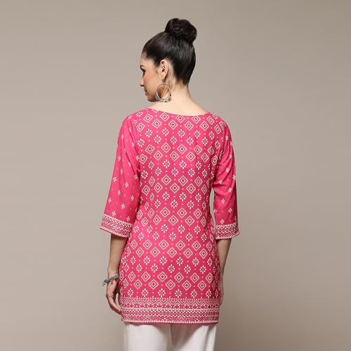Image of BIBA Women Polyester Straight Fit Liva Printed Kurti