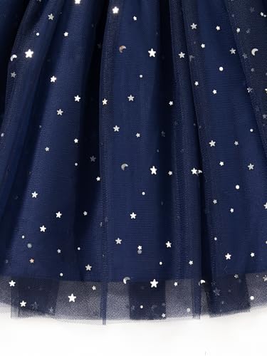 Toddler Girls Tutu Dresses Ruffle Sleeve Birthday Party Dress Star Sequin Tulle Dress 1-8Y3