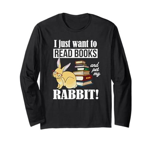 Funny Reading Glasses Kids Read Books & Pet Rabbit Lover Maglia a Manica