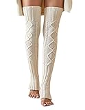 Leoparts Women's Extra Long Stirrup Leg Warmers Winter Knitted Over Knee Thigh High Footless Socks