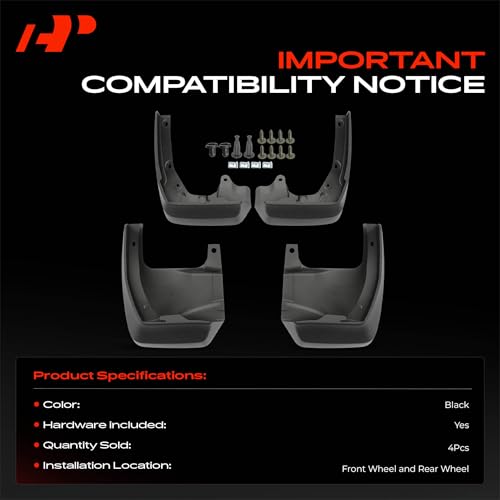Image of A-Premium Mud Flaps Compatible with Honda | for Honda Odyssey 2011-2013, No Drilling Required Mud Guards with Hardware Accessories, Set of 4 Front and Rear