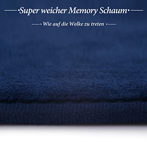 MEKO Memory Foam Badematte, 2 Set Anti Rutsch Badezimmerteppich und saugfähiger U-förmiger Konturteppich Fußmatte für Badezimmer Dusch, maschinenwaschbar und super weich (Dunkelblau) – Bild 5