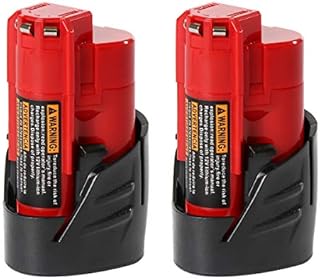 Geelink 2 Pack 12V Replacement Milwaukee 12v Battery 3.0Ah for Milwaukee M12B2 M12 Xc 48-11-2430 48-11-2420 48-11-2411 48-11-2401 48-11-2402 12 Volt M12 Cordless Tools Batteries