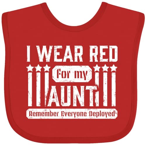inktastic I Wear Red for My Aunt- Remember Everyone Deployed Baby Bib