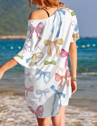 Image of Ekouaer Womens Tshirt Nightgown Cotton V Neck Sleepshirts Comfy Casual Nightshirt for Women
