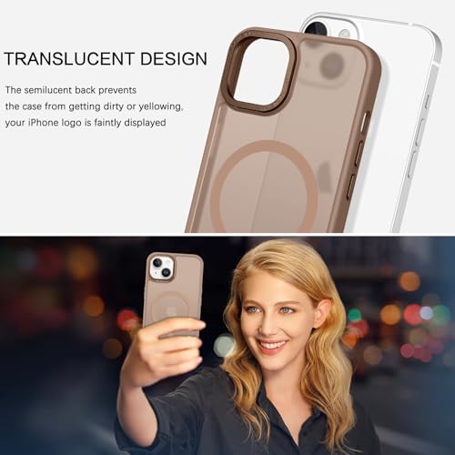 Image of BENTOBEN Magnetic for iPhone 13 Case & iPhone 14 Case [Compatible with Magsafe] Translucent Matte Phone Case iPhone 13 /14 Slim Shockproof Women Men Protective Cover for iPhone 13 /14 6.1 inch, Brown