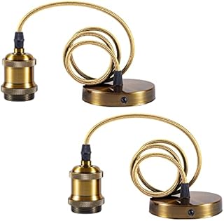 Sevenpers Pendant Light Fitting Ceiling Rose Light Pendant Fitting with E27 Lamp Holder Suspension Braided Flex Pendant Light Kit Black
