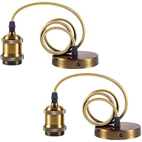 Sevenpers Pendant Light Fitting Ceiling Rose Light Pendant Fitting with E27 Lamp Holder Bronze Cover