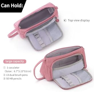 EASTHILL Big Capacity Pencil Case, Canvas - Pink