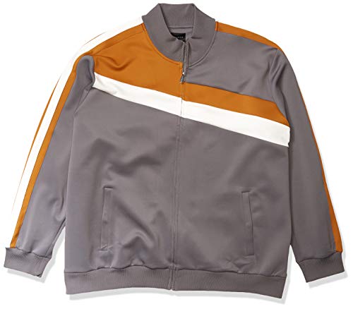 Sean John Men's Long Sleeve Full Zip Color Blocked Faux Suede Track Jacket, Smoke Grey, M