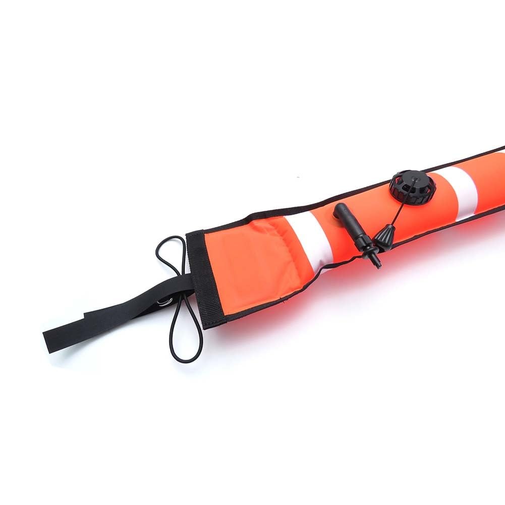 Scuba Diving SMB 180x15cm Nylon Marker Boa con Strisce Riflettenti, Anguilla di Mare Forma Immersione Segnale di Sicurezza per la nautica