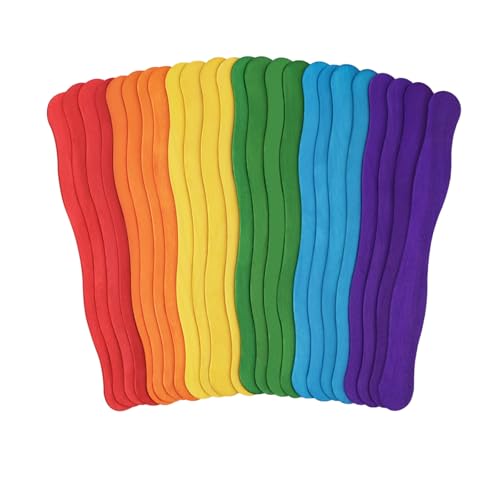 KTOJOY 8 Inch 54 PCS Colored Jumbo Craft Sticks Wooden Fan Handles for Wedding Programs or Paint Mixing Crafts Home Art Projects Classroom Art Supplies