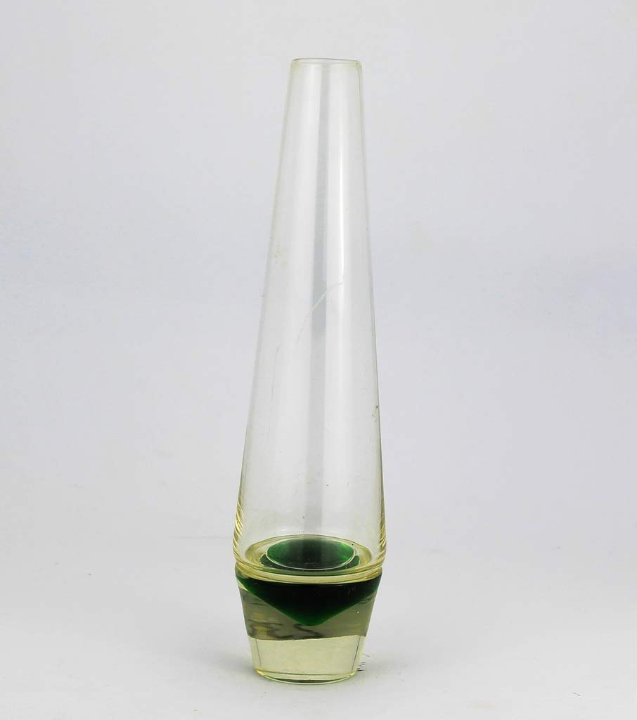 Holmegaard Glass by Kastrup Vintage retro glass vase - 1965 - Design Solifleur - Measures: 156 gr. 15 cm high & 3.5 cm diameter. Embedded color: Green - Second-hand Item
