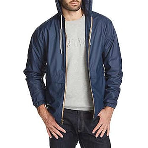 Image of Weatherproof Vintage Mens Lightweight Waterproof Coated Hooded Rain Jacket- Light Windbreaker Raincoat for Men- Rain Slicker