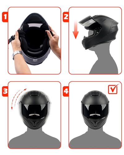 Orthrus Full Face Motorcycle Helmet for Adults Men & Women DOT Approved Motorbike Street Bike Racing Helmets with Tinted & Clear Visors (Matte Black, Large)
