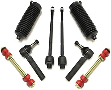 8 Pc Suspension Kit Inner & Outer Tie Rod Ends, Sway Bar End Links, Rack and Pinion Bellow Boots