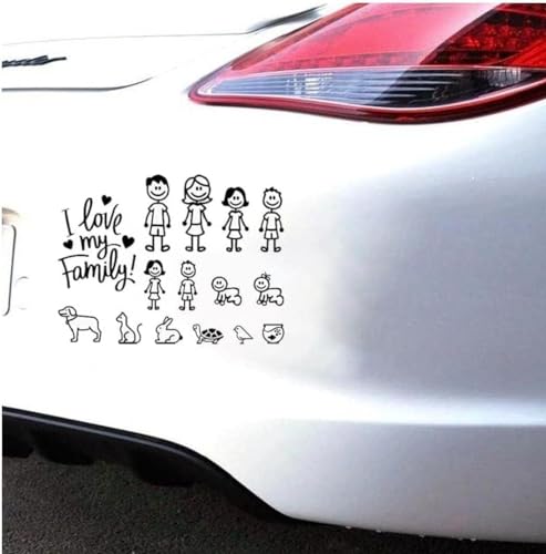 Image of 4 Pcs Car Sticker I Love My Family Car Bling Stickers and Decals Pet Cat Dog Animal Decal and Cars Walls Laptop Luggage for Car Window Bumper Phone Notebook Decorative Decal Practical Design