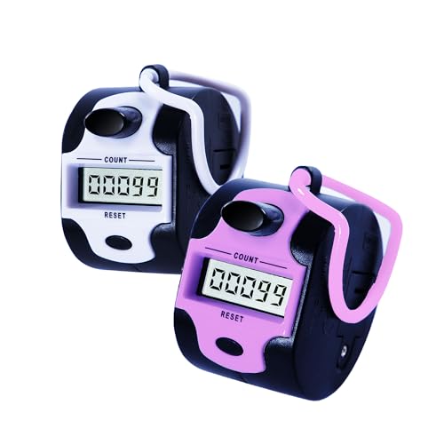 Digital Tally Counter Clicker Handheld 2 Pack Small Clicker Counters Manual Digital Lap Tracker Handheld Pitch 5-Digit Electronic Display Stitch Click Counter Number Counting for Row, People, Golf Lap