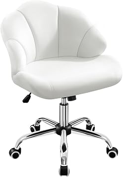 Yaheetech Homeoffice Stuhl, Schminkstuhl, Schreibtischstuhl höhenverstellbar Drehstuhl, Bürosessel in Muschelform, Bürostuhl mit Rollen, Samtstuhl bis 136 kg Belastbar Weiß