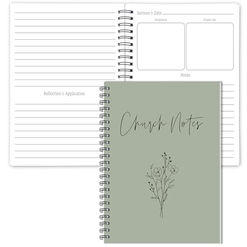Gersoniel Church Notes Journal Sermon & Podcast Christian Notebook Guided Journal to Write Key Points Bible Verses Notes and Application for Men and Women Gift Idea(Dark Green)