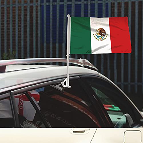 Mexico Car Flag Window Clip Flag 18” X 12” Including Poles for Patriotic, Sports Events, Parades (Polyester, Premium - Double Side PrintingSingle) - Thumbnail 7