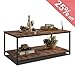 Bonzy Home Industrial Coffee Table with Storage Shelf for Living Room, Vintage Wood Look Accent Furniture with Metal Frame Cocktail Table, Easy Assembly