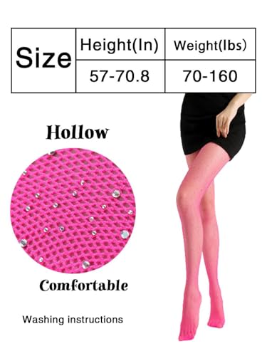Image of Fstrend Women's Tights Pantyhose Stocking Sparkly Rhinestone Fishnet Crystal Sexy High Waist Thigh High Stockings Black