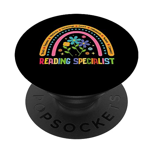 Especialista en lectura Rainbow Flower Colorful Back To School PopSockets PopGrip Intercambiable