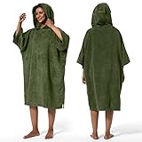 [Winthome] お着替えポンチョ タオル サーフィンポンチョ 着替えタオル サウナポンチョ サーフポンチョ 速乾吸水 長袖 防寒 全6色 (カーキ)