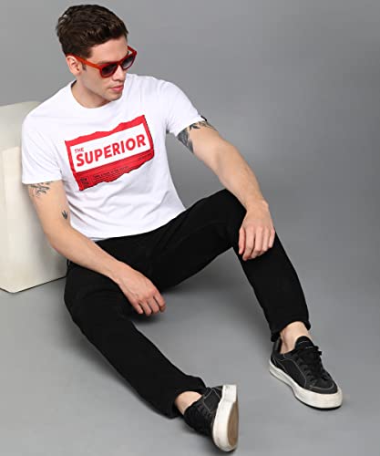 Image of Urbano Fashion Men's Graphic Printed Round Neck Half Sleeve Slim Fit Cotton T-Shirt